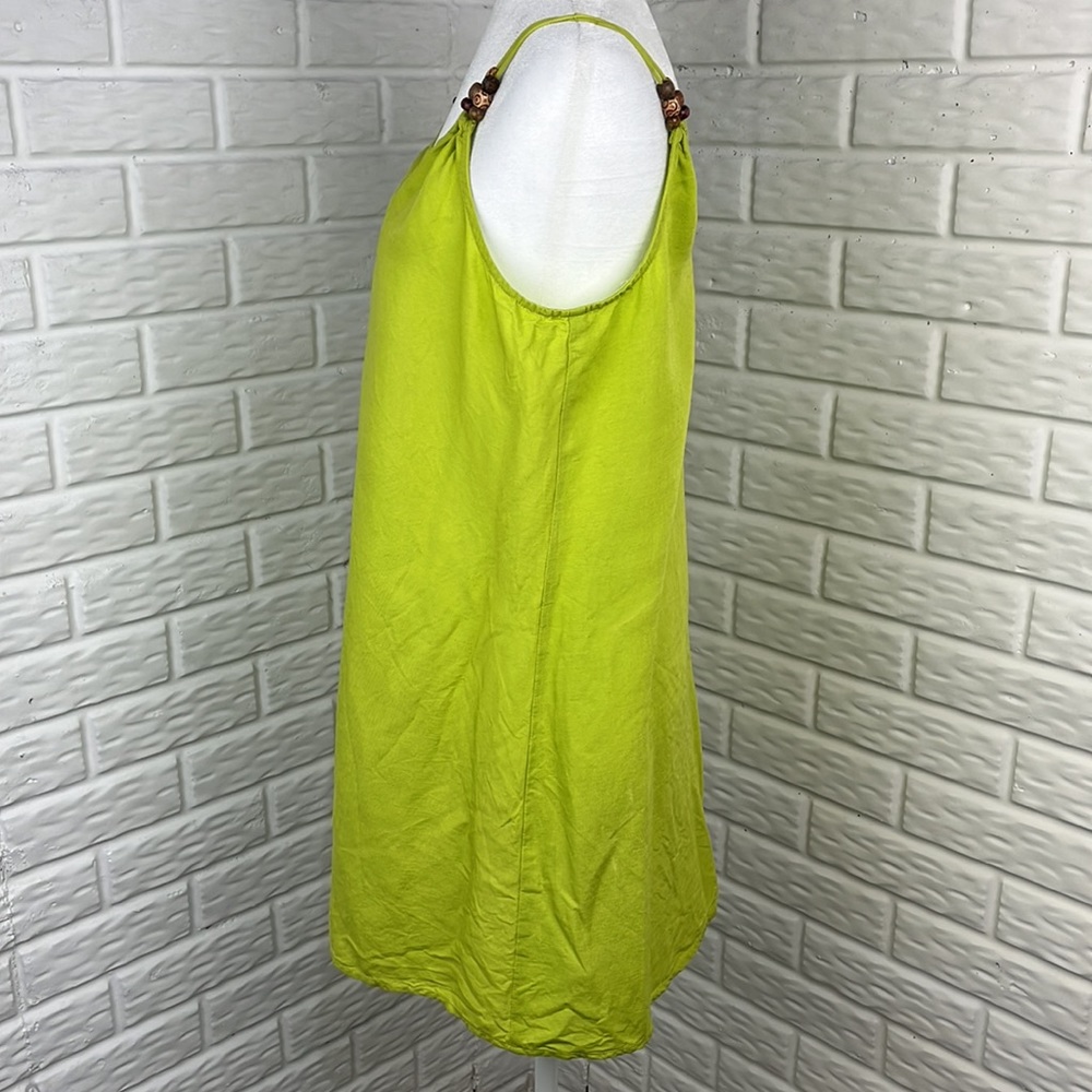 FOR THE REPUBLIC LINEN RAYON TANK TOP TUNIC WITH BEADS LIME GREEN SIZE MEDIUM - Picture 4 of 11